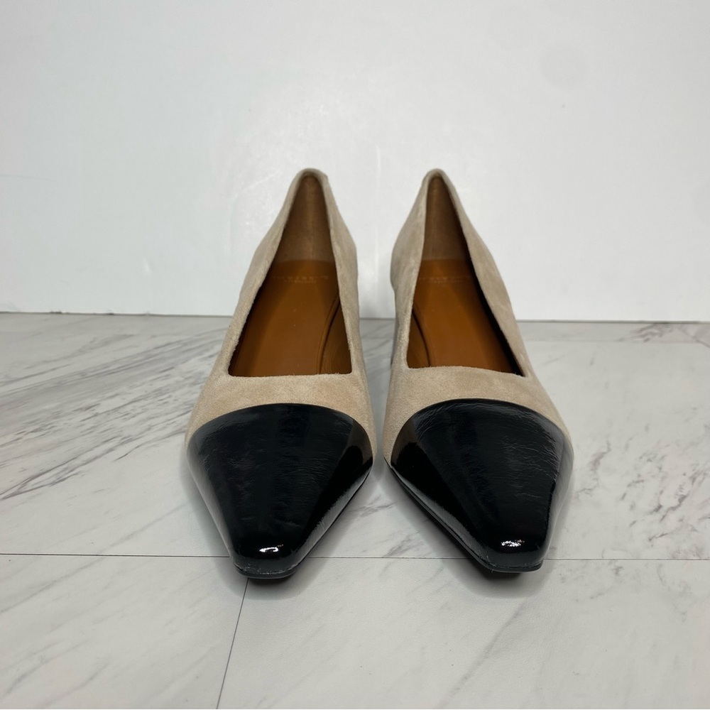 New! Vagabond Altea Beige Suede Black Patent Pointed Toe Pump 10 / 40 - Picture 2 of 15